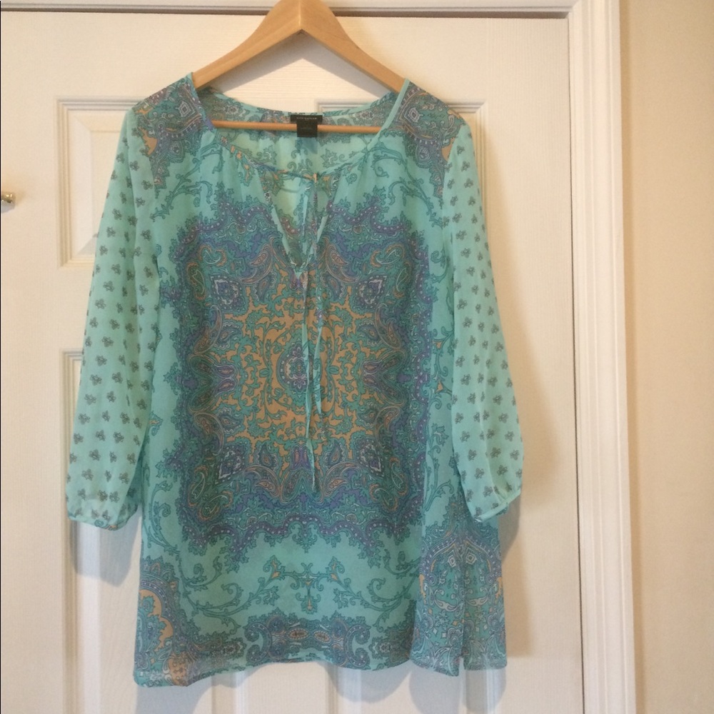 Hipster Multi colored aqua blouse